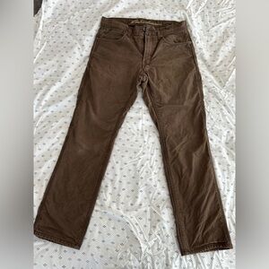 Eddie Bauer Flannel-Lined Brown Canvas Pants 33x32